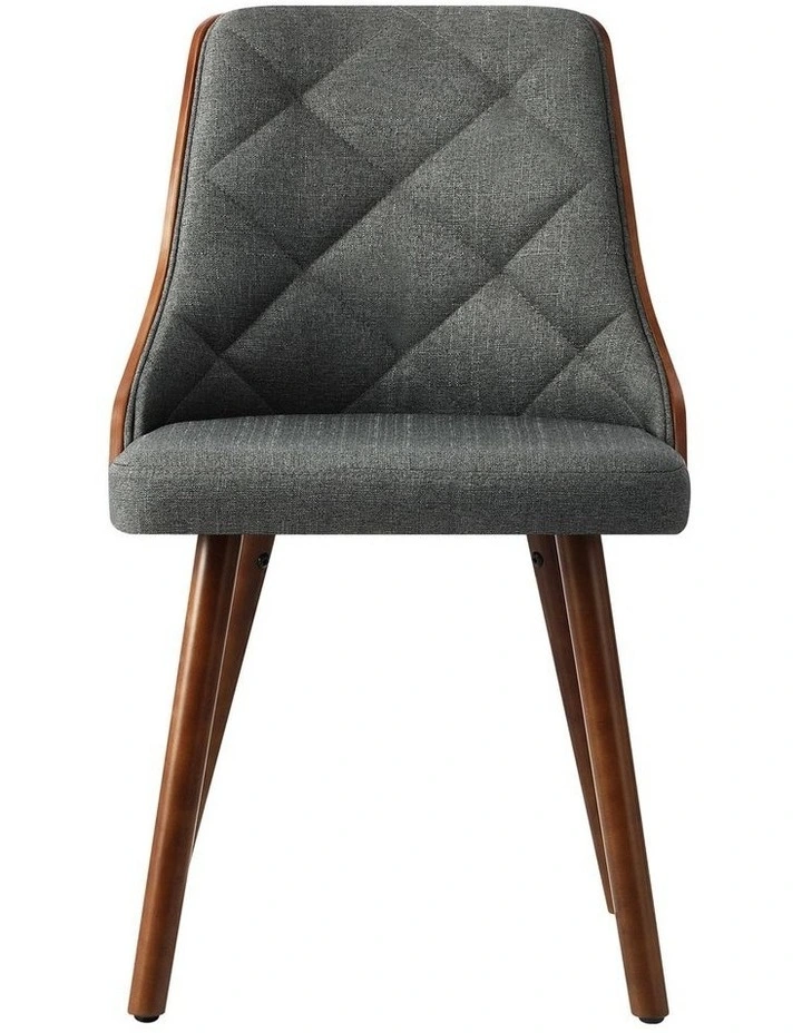 Oikiture Dining Chairs Wooden Chair Kitchen Cafe Faux Linen fabric Padded Seatx2 image 2