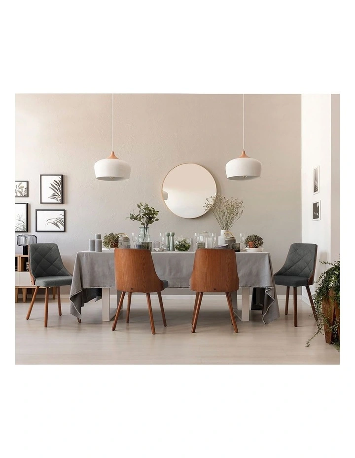 Oikiture Dining Chairs Wooden Chair Kitchen Cafe Faux Linen fabric Padded Seatx2 image 7