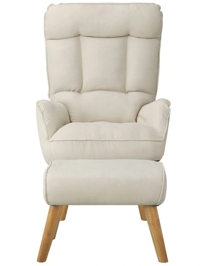 Oikiture Swivel Recliner Armchair Lounge Ottoman Accent Chair With Stool Beige image 2