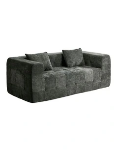 Oikiture Compressed Sofa in a Box Button Tufting Couch Storage Chenille Grey