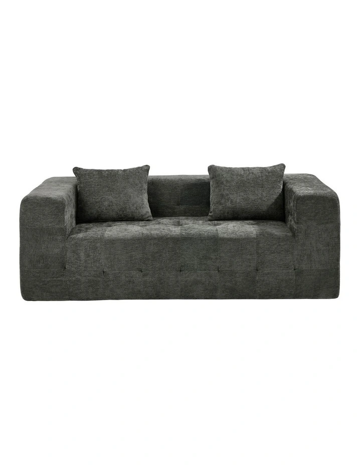 Oikiture Compressed Sofa in a Box Button Tufting Couch Storage Chenille Grey image 2