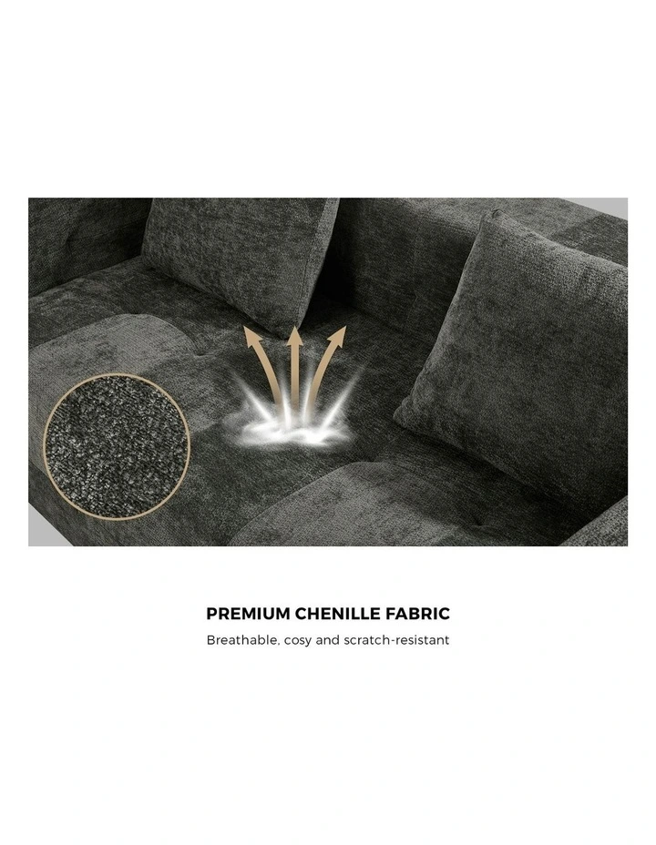 Oikiture Compressed Sofa in a Box Button Tufting Couch Storage Chenille Grey image 6