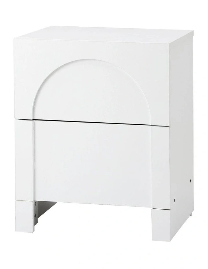 Oikiture Bedside Table 2 Drawers Side Table Storage Cabinet Nightstand White image 1