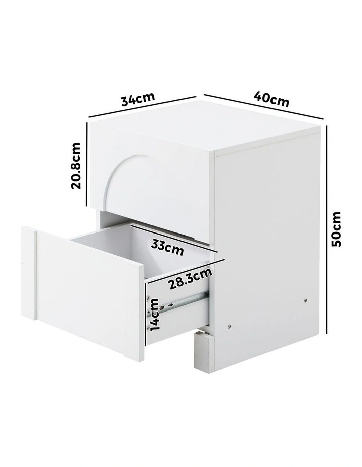 Oikiture Bedside Table 2 Drawers Side Table Storage Cabinet Nightstand White image 3