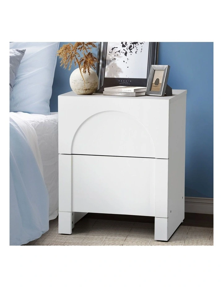 Oikiture Bedside Table 2 Drawers Side Table Storage Cabinet Nightstand White image 4