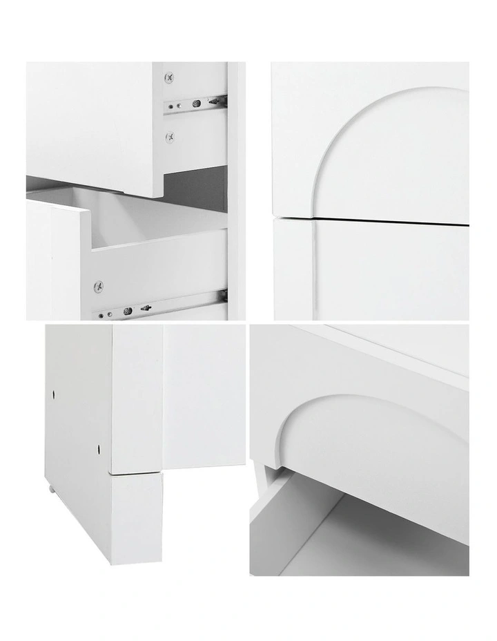 Oikiture Bedside Table 2 Drawers Side Table Storage Cabinet Nightstand White image 6