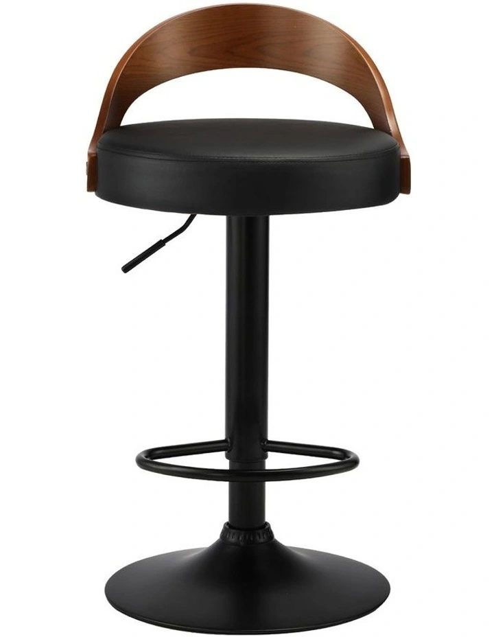 Oikiture Kitchen Bar Stools Gas Lift Swivel Chairs Stool Wooden PU Leather x2 image 2