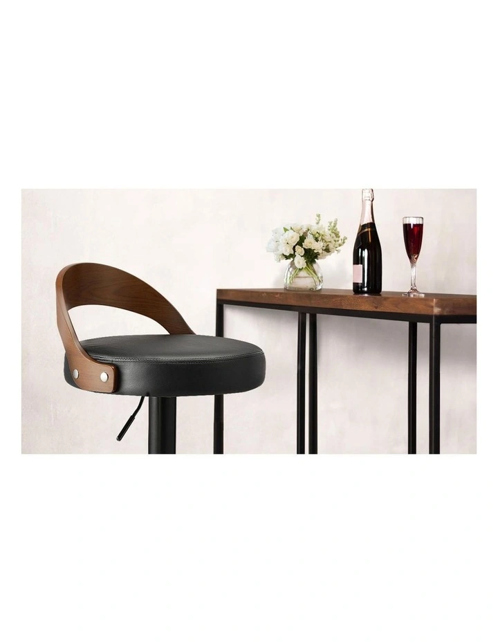 Oikiture Kitchen Bar Stools Gas Lift Swivel Chairs Stool Wooden PU Leather x2 image 6