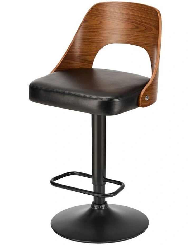 Oikiture 2x Bar Stools Swivel Counter Stool Kitchen Gas Lift Chair Leather Black image 2