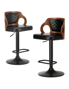 Oikiture 2X Bar Stools Kitchen Gas Lift Swivel Chairs Wooden Barstool