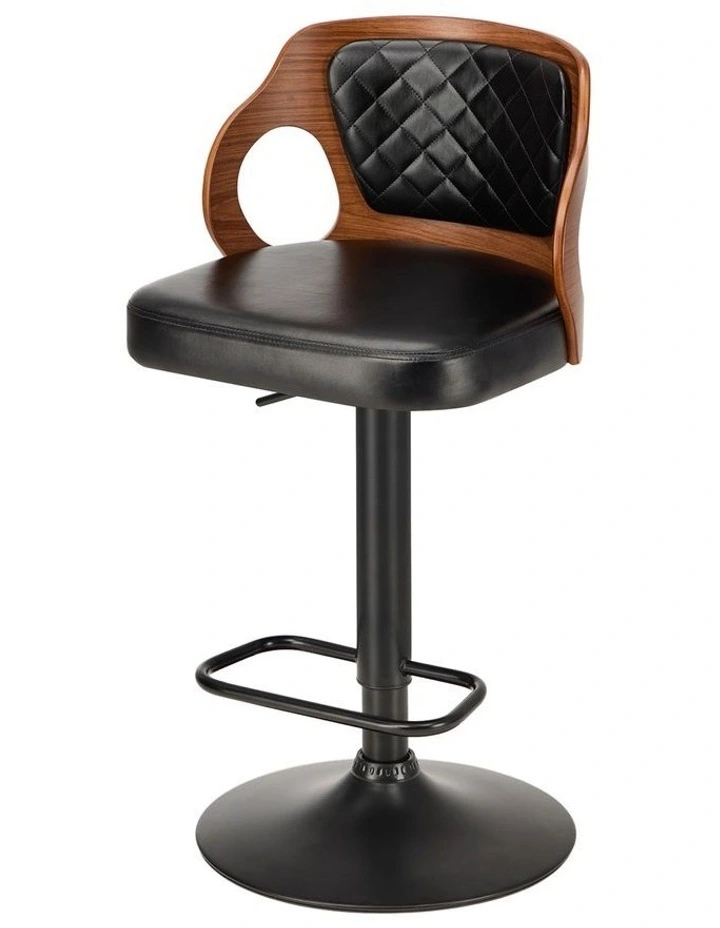 Oikiture 2X Bar Stools Kitchen Gas Lift Swivel Chairs Wooden Barstool image 2