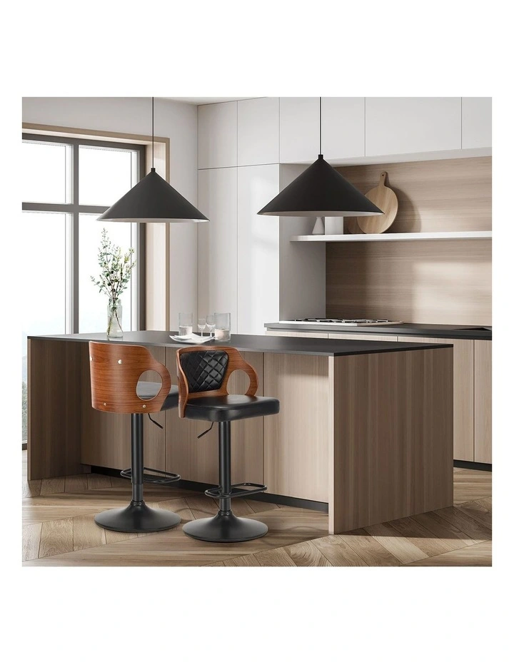Oikiture 2X Bar Stools Kitchen Gas Lift Swivel Chairs Wooden Barstool image 5