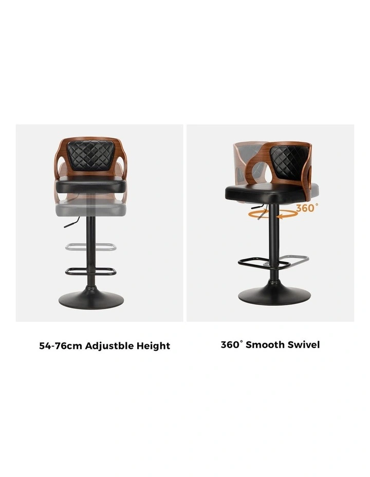 Oikiture 2X Bar Stools Kitchen Gas Lift Swivel Chairs Wooden Barstool image 6