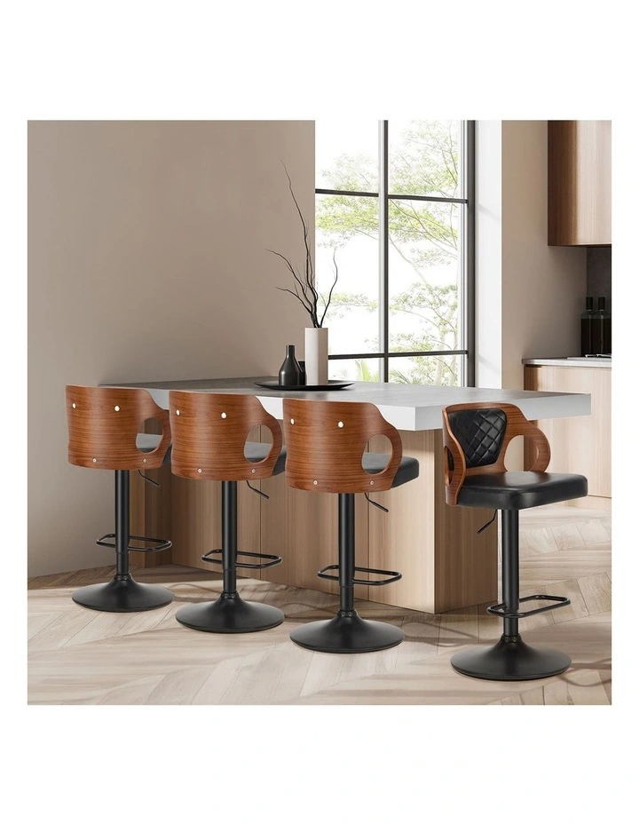 Oikiture 2X Bar Stools Kitchen Gas Lift Swivel Chairs Wooden Barstool image 7