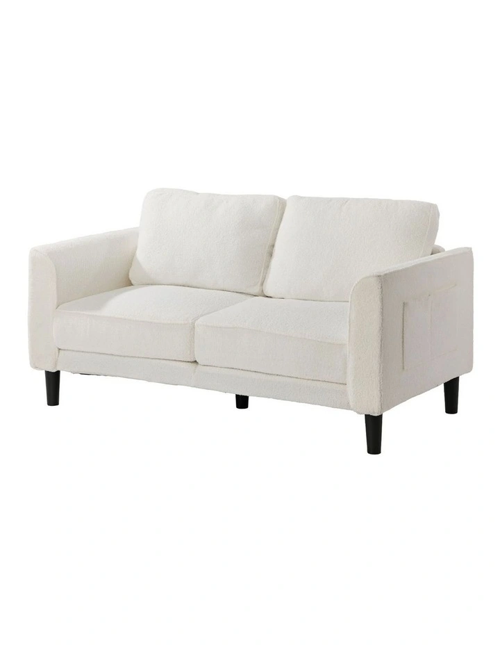 Oikiture 2 Seater Sofa 150cm Boucle Love Seat Small Couch Chair Storage White image 1