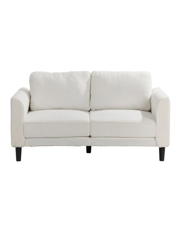 Oikiture 2 Seater Sofa 150cm Boucle Love Seat Small Couch Chair Storage White image 2