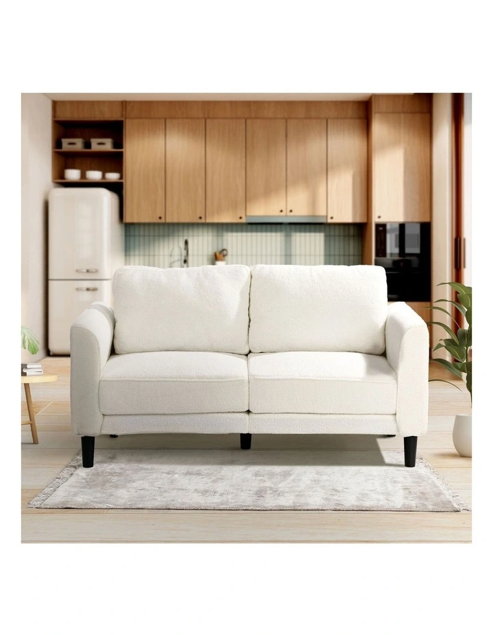 Oikiture 2 Seater Sofa 150cm Boucle Love Seat Small Couch Chair Storage White image 7