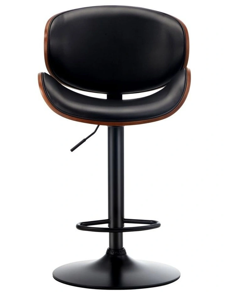 Oikiture 2x Bar Stools Kitchen Stool Swivel Chair Wooden Leather Gas Lift image 2