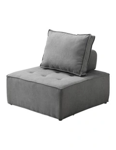 Oikiture 1PC Modular Sofa Lounge Chair Armless TOFU Back Linen Grey