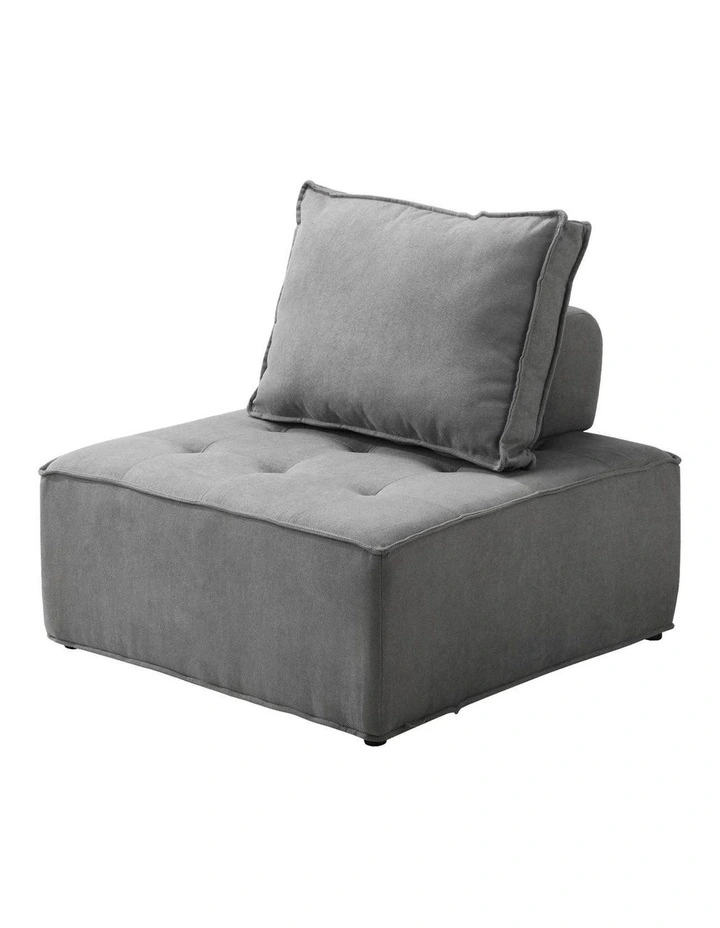 Oikiture 1PC Modular Sofa Lounge Chair Armless TOFU Back Linen Grey image 1