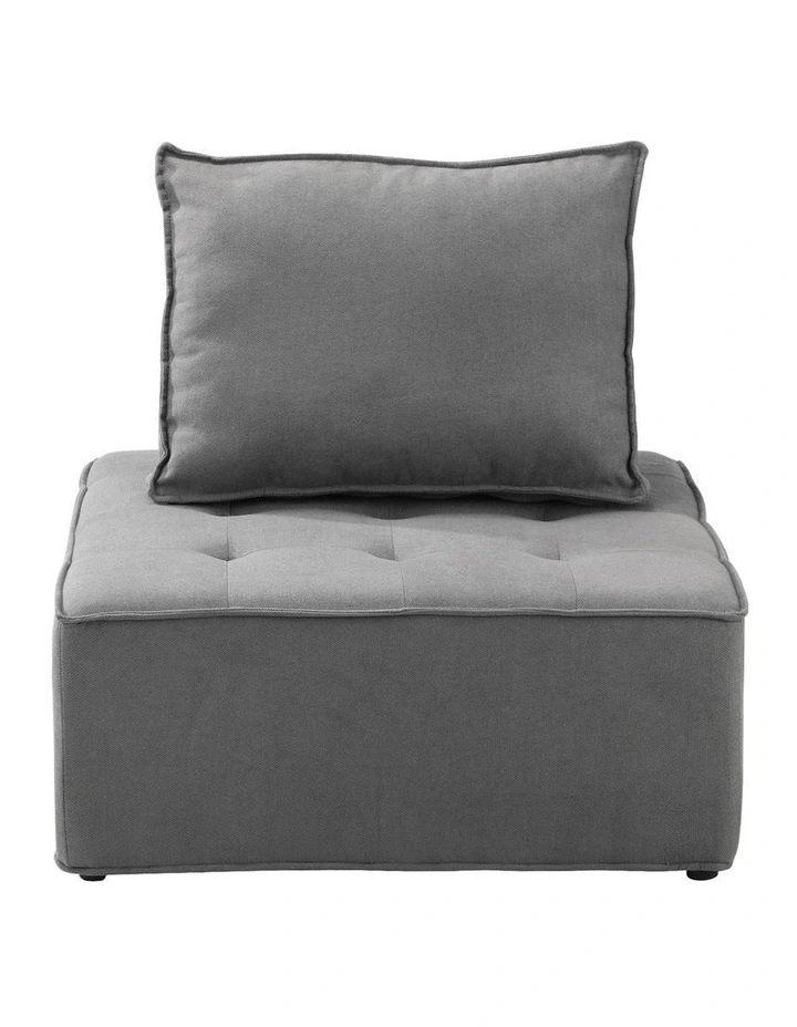 Oikiture 1PC Modular Sofa Lounge Chair Armless TOFU Back Linen Grey image 2