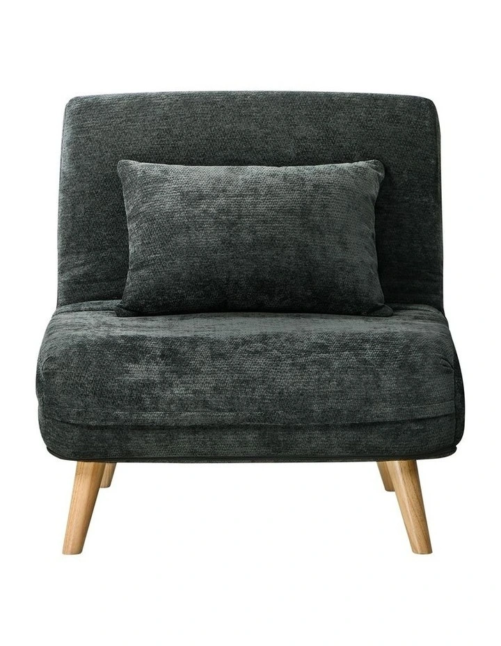 Oikiture Folding Sofa Bed Lounge Chair Chenille Recliner Single Seat Charcoal image 2