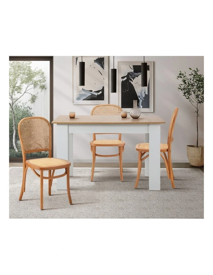 Oikiture 2PCS Dining Chairs Wooden Chairs Rattan Accent Chair Natural image 5