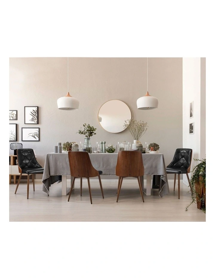 Oikiture Dining Chairs Kitchen Lounge Cafe Seat Retro PU Leather x2 Black image 7