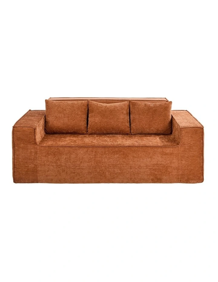 Oikiture Compressed Sofa in a Box Couch with Storage 195cm Chenille Brown image 2