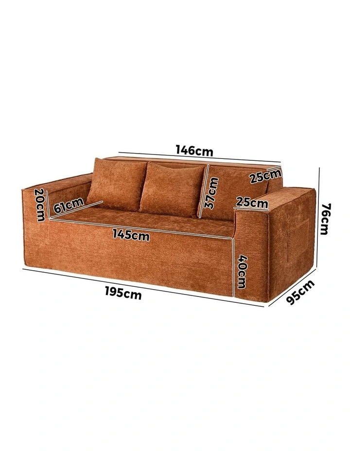 Oikiture Compressed Sofa in a Box Couch with Storage 195cm Chenille Brown image 3