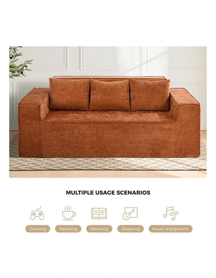 Oikiture Compressed Sofa in a Box Couch with Storage 195cm Chenille Brown image 6