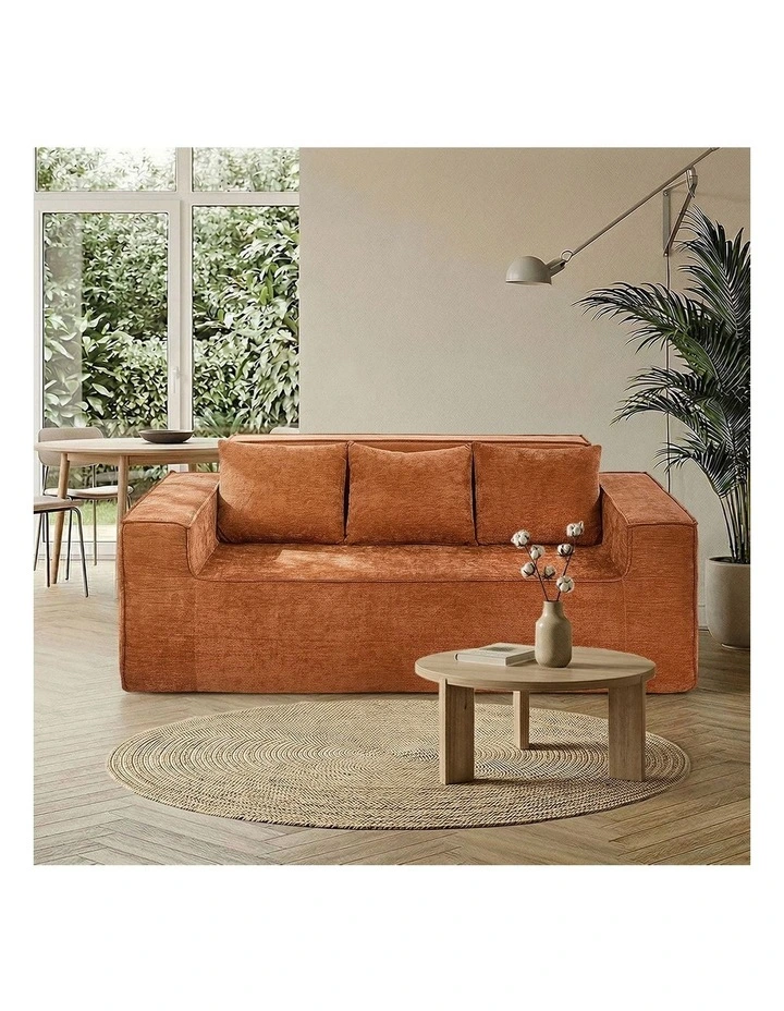Oikiture Compressed Sofa in a Box Couch with Storage 195cm Chenille Brown image 7