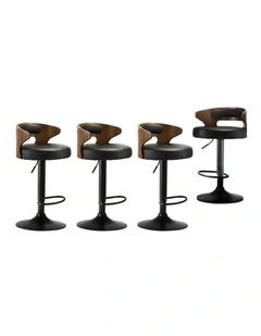 Oikiture Set of 4 Bar Stools Kitchen Gas Lift Swivel Chairs Wooden Barstool