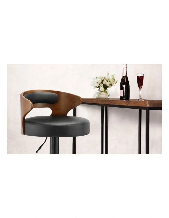 Oikiture Set of 4 Bar Stools Kitchen Gas Lift Swivel Chairs Wooden Barstool image 6