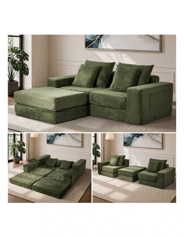 Oikiture Compressed Modular Sofa Multi-Layout Sectional Corduroy Lounge Set image 4