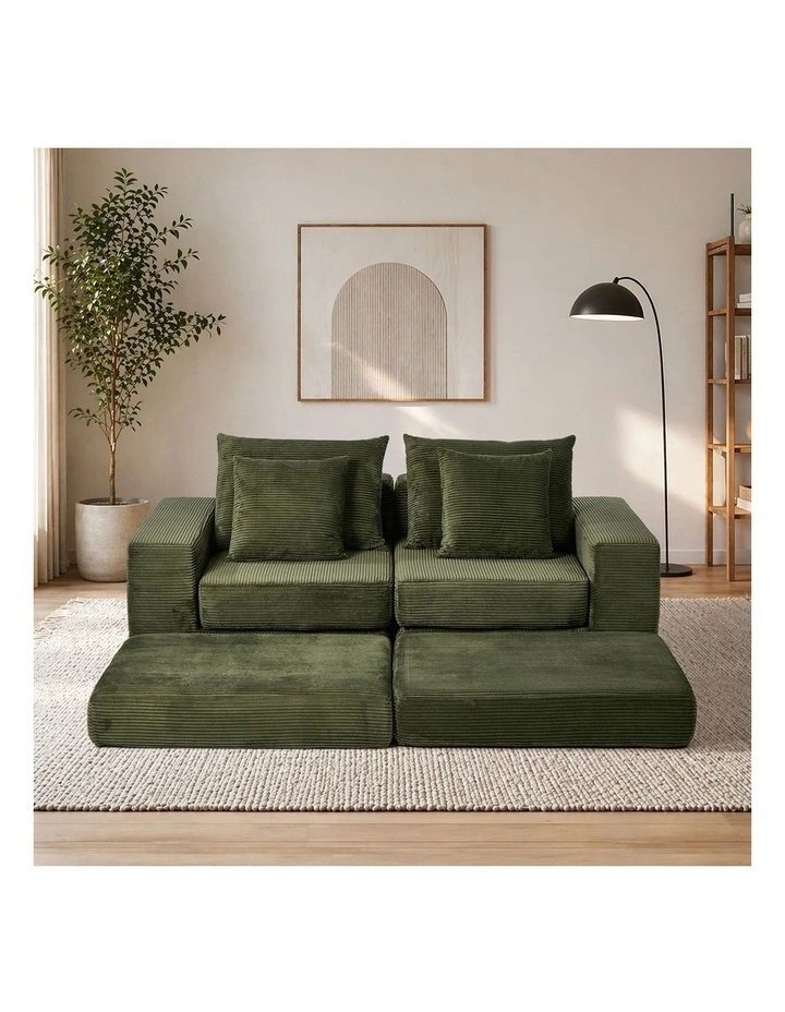 Oikiture Compressed Modular Sofa Multi-Layout Sectional Corduroy Lounge Set image 5