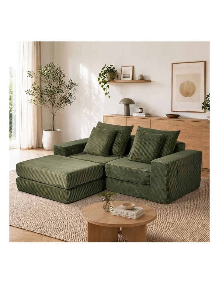 Oikiture Compressed Modular Sofa Multi-Layout Sectional Corduroy Lounge Set image 6