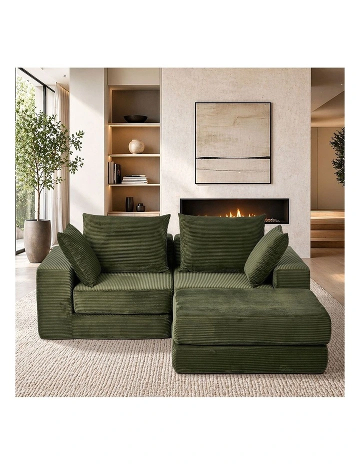 Oikiture Compressed Modular Sofa Multi-Layout Sectional Corduroy Lounge Set image 7