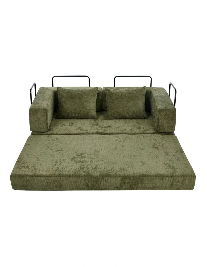 Oikiture Convertible Compressed Sofa Bed Sleeper Futon Pull Out Couch Chenille image 2