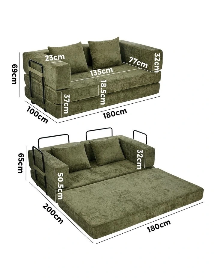 Oikiture Convertible Compressed Sofa Bed Sleeper Futon Pull Out Couch Chenille image 3
