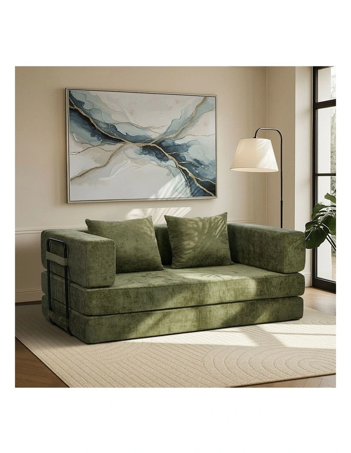 Oikiture Convertible Compressed Sofa Bed Sleeper Futon Pull Out Couch Chenille image 4