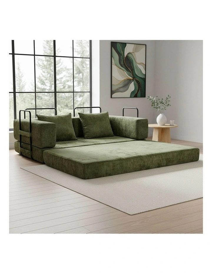 Oikiture Convertible Compressed Sofa Bed Sleeper Futon Pull Out Couch Chenille image 6