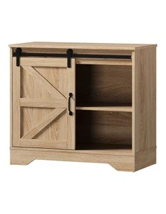 Oikiture Buffet Sideboard Cabinet Pantry Storage Cupboard Sliding Door Natural