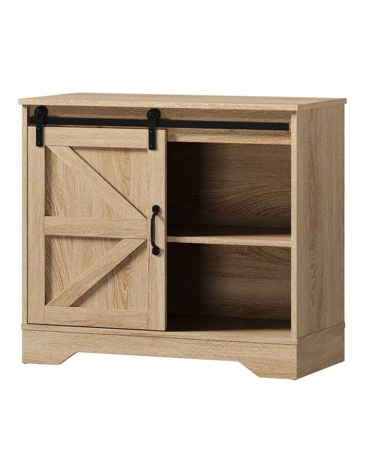 Oikiture Buffet Sideboard Cabinet Pantry Storage Cupboard Sliding Door Natural image 1