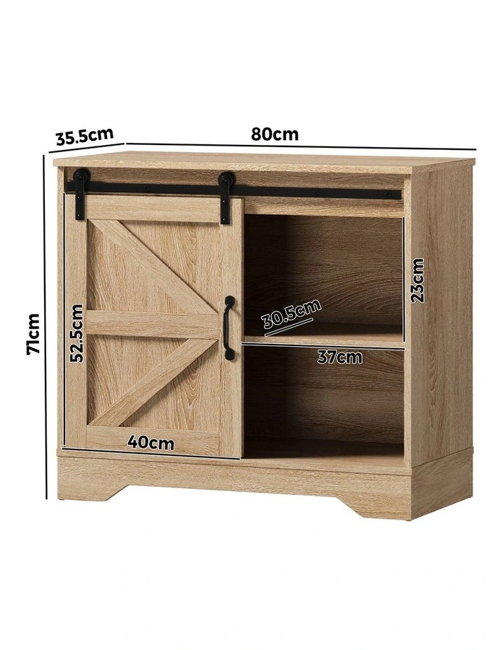 Oikiture Buffet Sideboard Cabinet Pantry Storage Cupboard Sliding Door Natural image 3