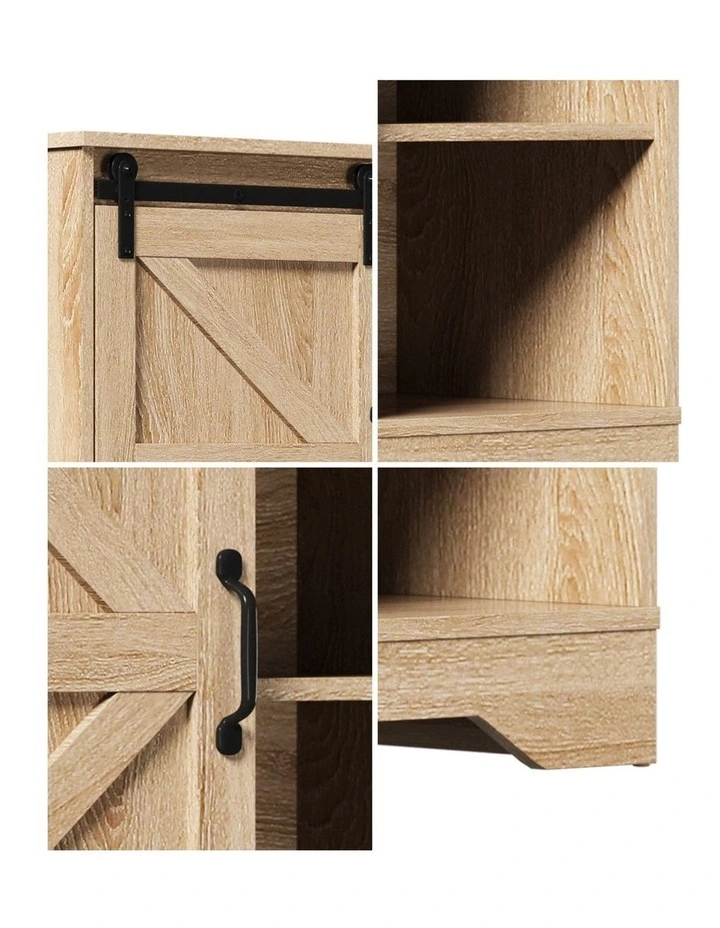 Oikiture Buffet Sideboard Cabinet Pantry Storage Cupboard Sliding Door Natural image 6