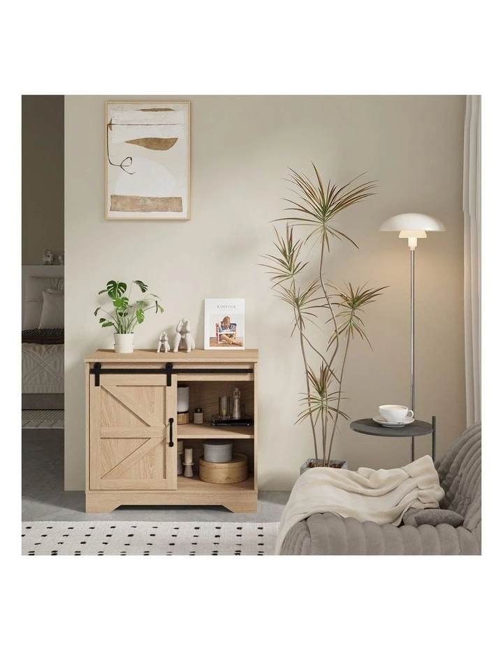 Oikiture Buffet Sideboard Cabinet Pantry Storage Cupboard Sliding Door Natural image 7
