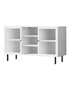 Oikiture Sideboard Buffet Storage Cabinet Tempered Glass Door White