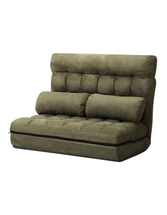 Oikiture Lounge Sofa Bed Floor Recliner 2 seater Chaise Chair Folding Green