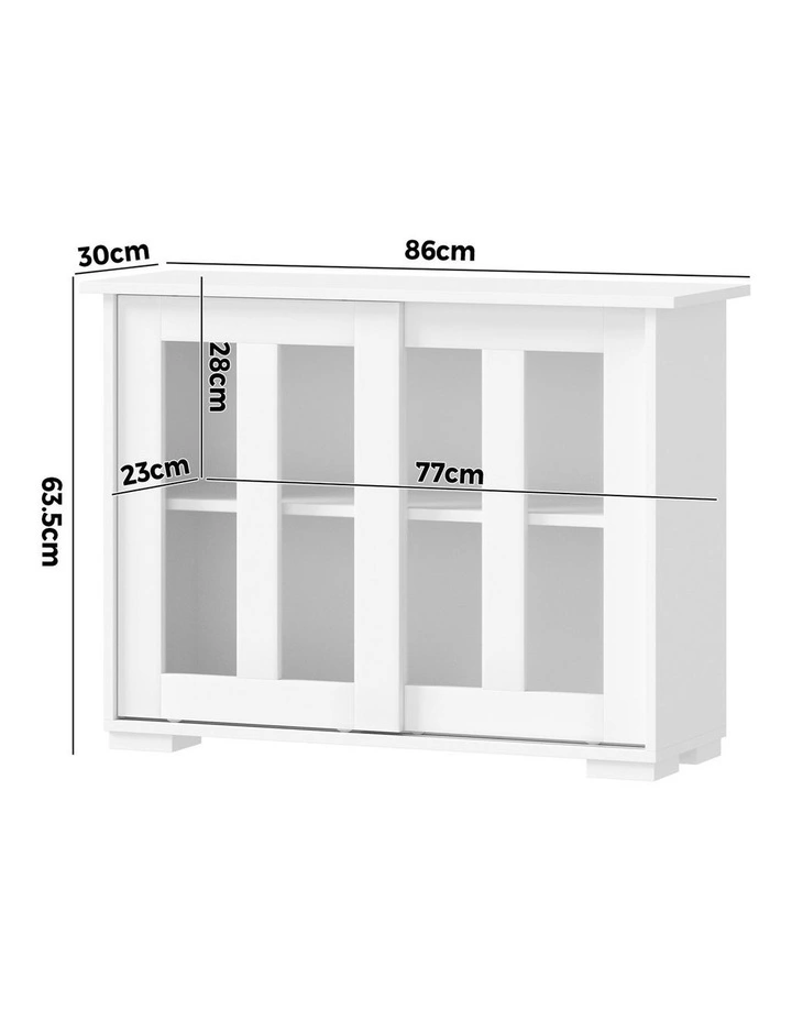 Oikiture Sideboard Buffet Cupboard Storage Cabinet Glass Sliding Door White image 3